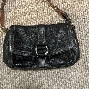 Coach black pebbled leather shoulder bag